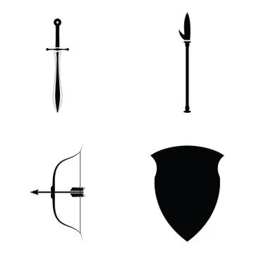 Ancient weapons icon set Stock Illustration