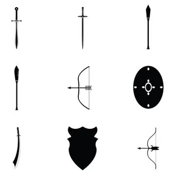 Ancient weapons icon set Stock Illustration