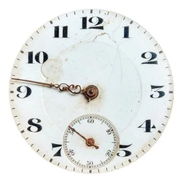 Ancient weathered clock face with cracks Stock Photos