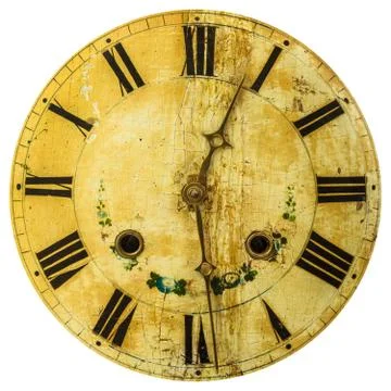 Ancient weathered clock face with cracks Stock Photos