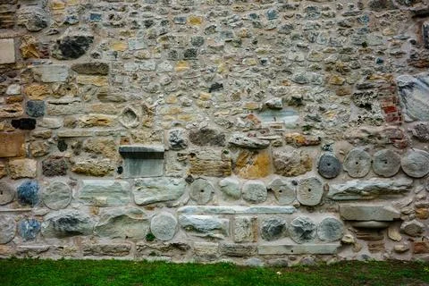 Ancient weathered stone brick wall texture pattern Stock Photos