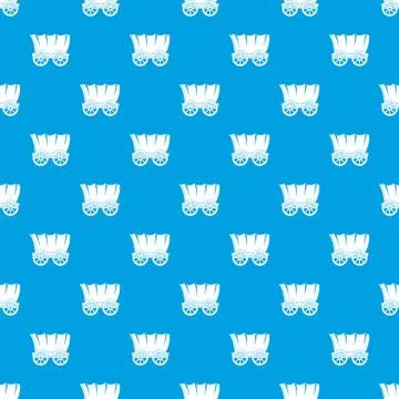 Ancient western covered wagon pattern seamless blue Illustrazione stock