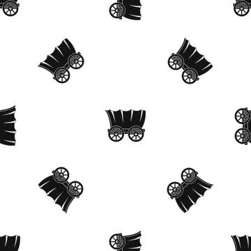 Ancient western covered wagon pattern seamless black Illustrazione stock