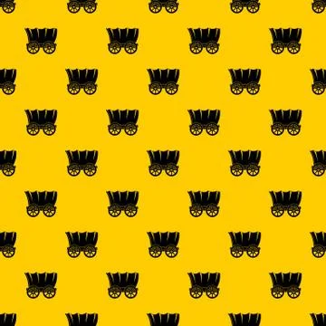 Ancient western covered wagon pattern vector Stock Illustration