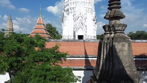 Ancient white pagoda inside Wat Phutthaisawan. Stock Footage 323818553