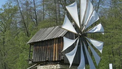 Ancient Windmill Stock Footage 75041637