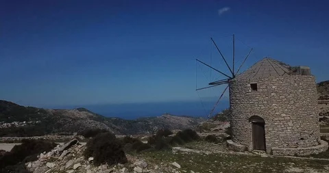 Ancient Windmill in Greece Video stock 106338478