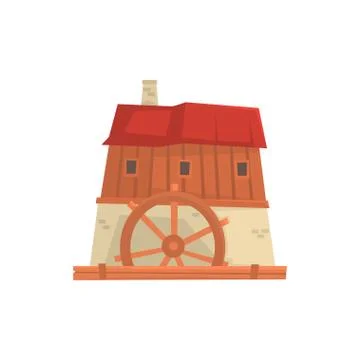 Ancient windmill, medieval building cartoon vector Illustration Ilustración de archivo