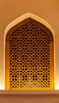Ancient window with Arabic geometric pattern Stock Photos