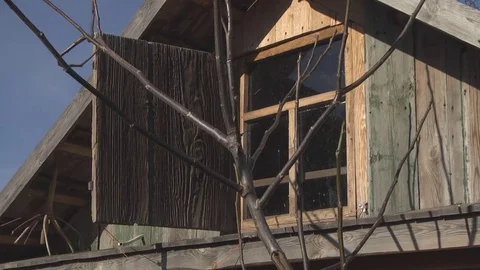 Ancient Window in Old House Video stock 72435405