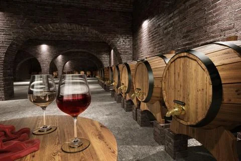Ancient wine cellar Stock Illustration