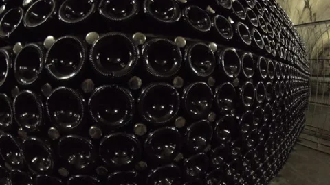 Ancient wine cellars. sparkling wine Stock Footage 91326889