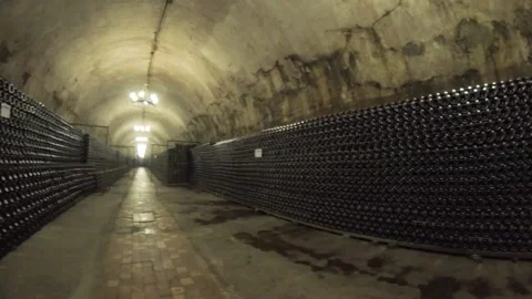 Ancient wine cellars. sparkling wine Stock Footage 91326903