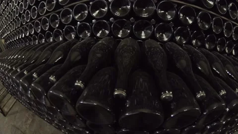 Ancient wine cellars. sparkling wine Stock Footage 91326924