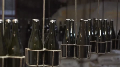 Ancient wine cellars. sparkling wine Stock Footage 91327030