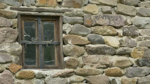 Ancient Wood Window with Spider Web Stock Footage 88626750
