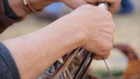 Ancient works. baskets processing 스톡 동영상 126091523
