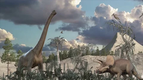 The ancient world of dinosaurs Stock Footage 169237285