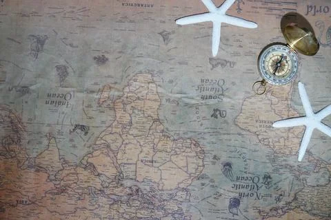 Ancient World Map background texture travel and journey Stock Photos