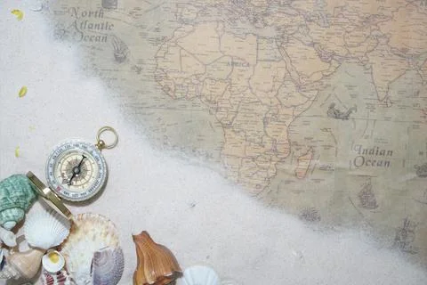 Ancient World Map background texture travel and journey Stock Photos