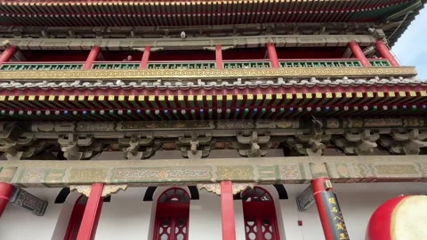 Ancient Xi an Drum Tower Architecture with Panning Shot Vídeos de archivo 335865204