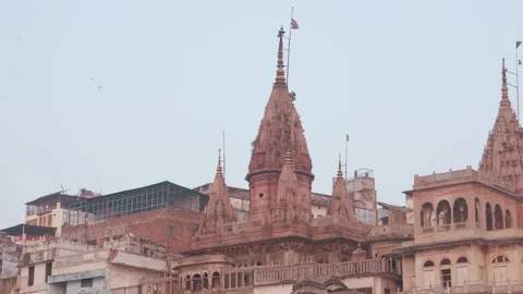 Ancients Hindu temples in the city of Varanasi Stock Footage 104436053