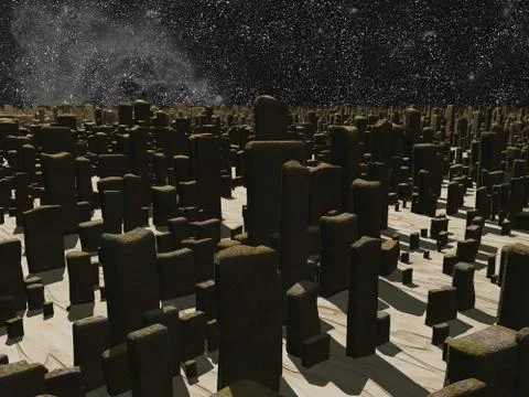 Ancinet graveyard ruins Stock-Illustration