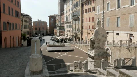 Ancona, Italy, Piazza of Plebiscito square and Pope Clemente XII statue Stock Footage 201783015