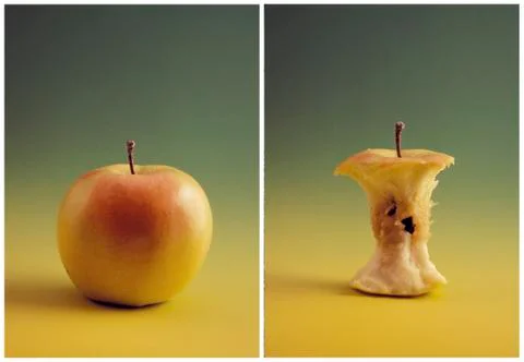 Before and after, apple Stock Photos