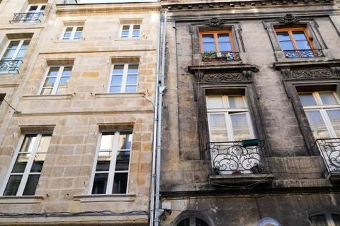 Before and after comparison of clean building facades with difference between Stock Photos
