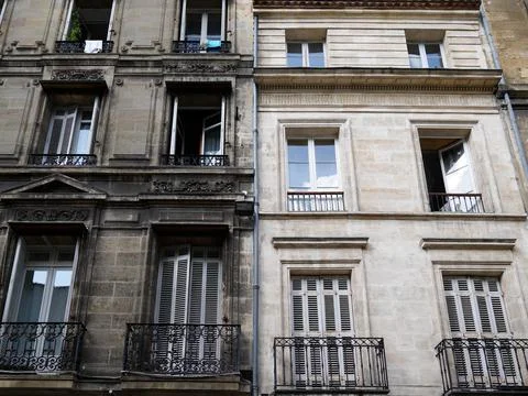 Before and after comparison of clean building facades with difference between Stock Photos