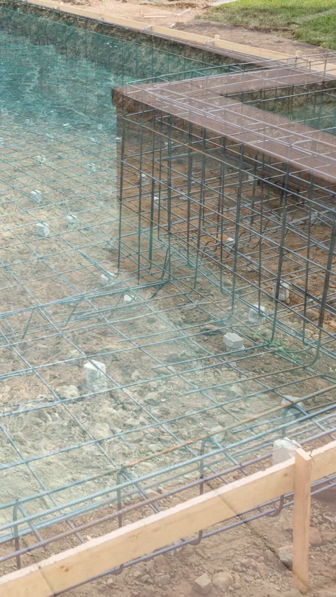 Before and After Construction Transition of a Beautiful Pool On A Summer Day. Stock Footage 323976528
