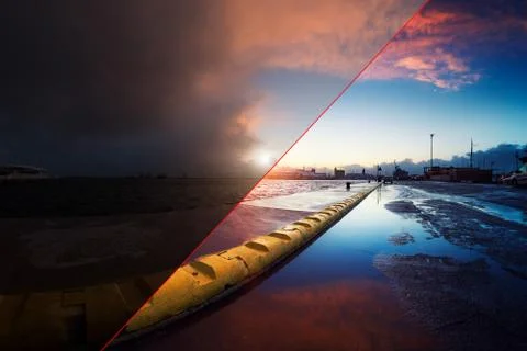 Before and after example of photo editing process, color correction, brightne Stock Photos