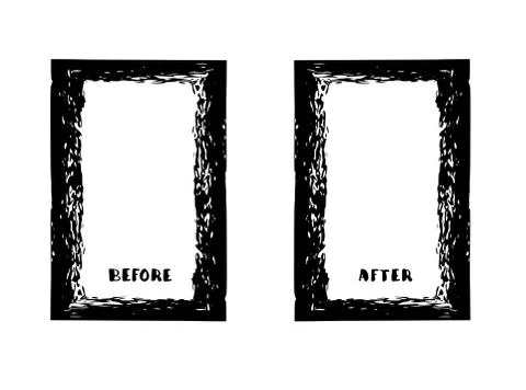 Before and After frames. Comparison banner with copy space. Vector illustarti Stock Illustration