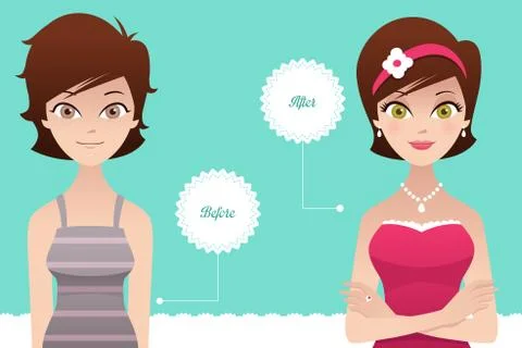 Before and after: makeup Stock Illustration