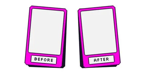 Before and after pixel game template. Rectangle frames for photo comparison. 스톡 일러스트