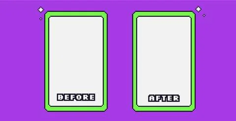 Before and after pixel template. Game rectangle frames for photo comparison. 스톡 일러스트