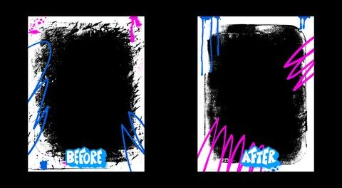 Before and after punk template. Graffiti frames for photo comparison. Illustrazione stock