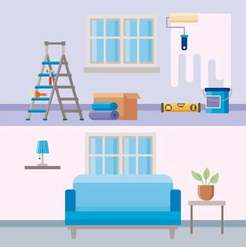 Before and after repair Stock Illustration