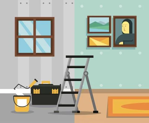 Before and after room Stock Illustration