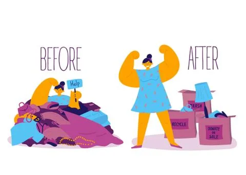 Before and after sorting things concept Stock Illustration