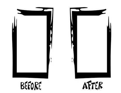 Before and After template. Comparison banner with frames. Vector black and wh Stock Illustration