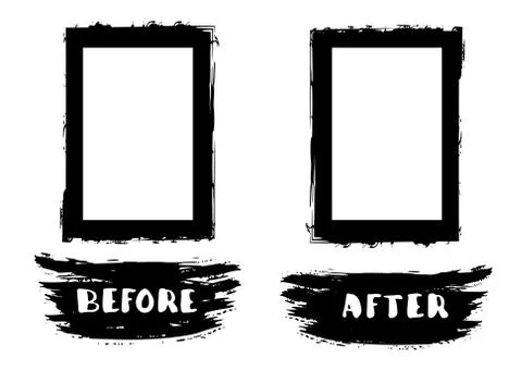 Before and After template. Comparison ink brush elements withcopy space. Vect Stock Illustration