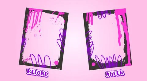 Before and after template. Graffiti collage frames for comparison. Competition Illustrazione stock
