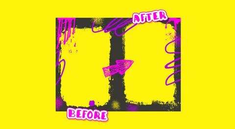 Before and after template. Graffiti frames for photo comparison. Competition Illustrazione stock