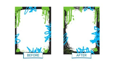 Before and after template. Graffiti frames for photo comparison. Competition Illustrazione stock