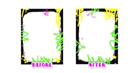 Before and after template. Graffiti frames for photo comparison. Competition Illustrazione stock