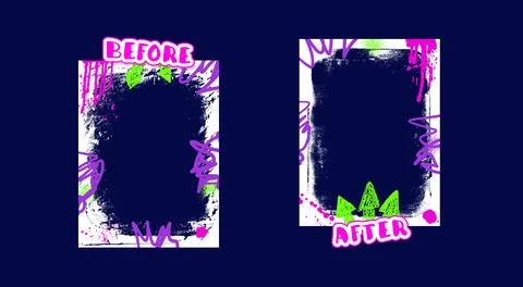 Before and after template. Graffiti rough frames for photo comparison. Stock Illustration