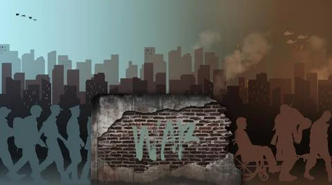Before and After the war situation Ilustración de archivo