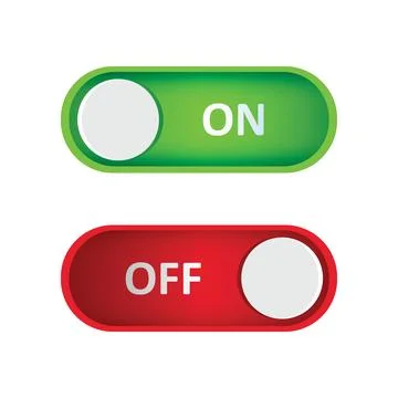 On and off button in green and red color Illustrazione stock